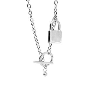 Silver Padlock Toggle Necklace